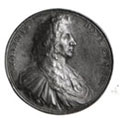Image of a brass cast by C.R. Berch of an ivory medallion of Boyle produced by Jean Cavalier in 1690