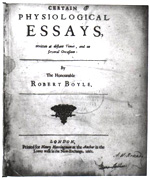 Image of the title-page of the first edition of Boyle's Certain Physiological Essays (1661)